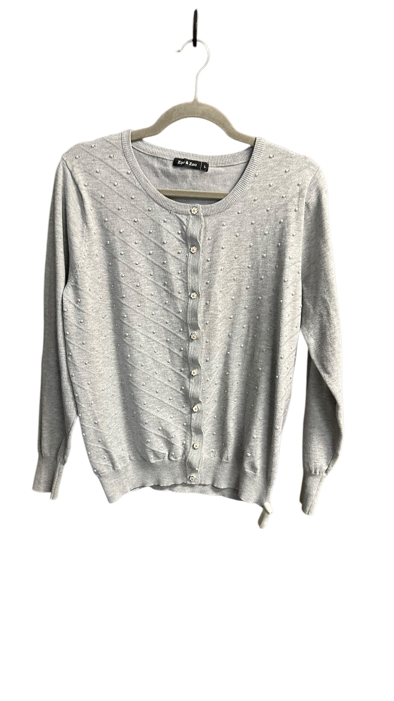 Cardigan By Clothes Mentor In Grey, Size: L