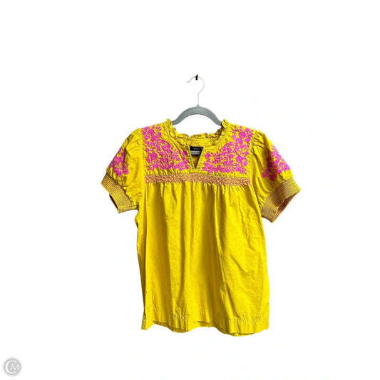 Top Short Sleeve By J. Crew In Pink & Yellow, Size: S