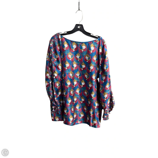 Top Long Sleeve Designer By Lafayette 148 In Blue & Red, Size: Xl