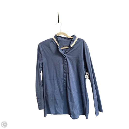 Top Long Sleeve Designer By Lafayette 148 In Blue, Size: L