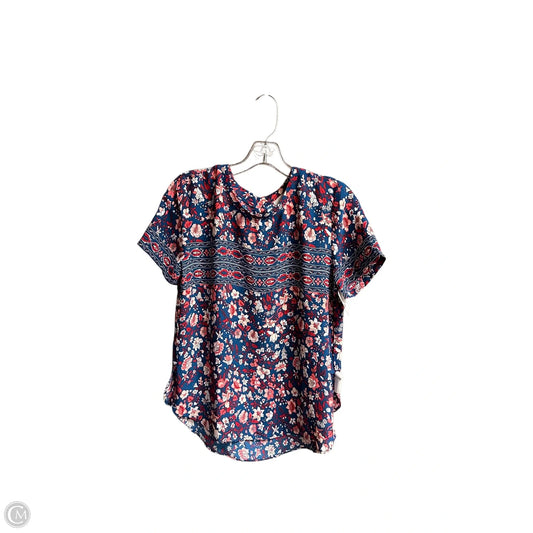 Top Short Sleeve By Loft In Blue & Pink, Size: S