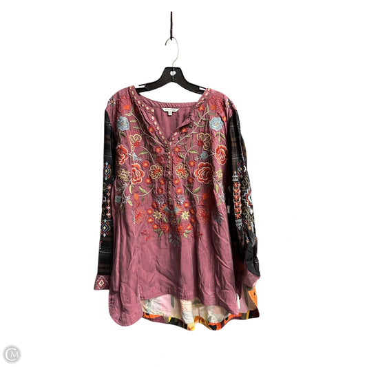 Top Long Sleeve By John Mark In Maroon, Size: Xl