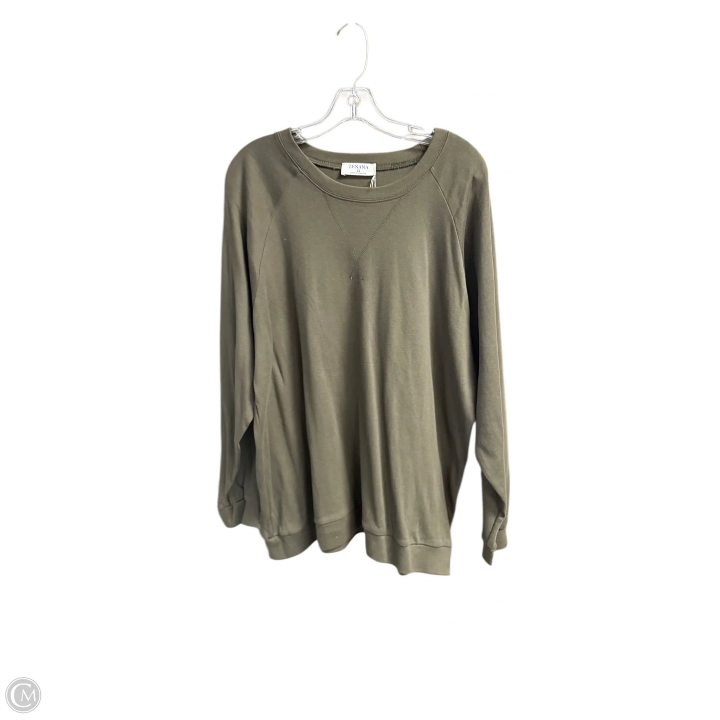 Sweatshirt Crewneck By Zenana In Green, Size: Xl