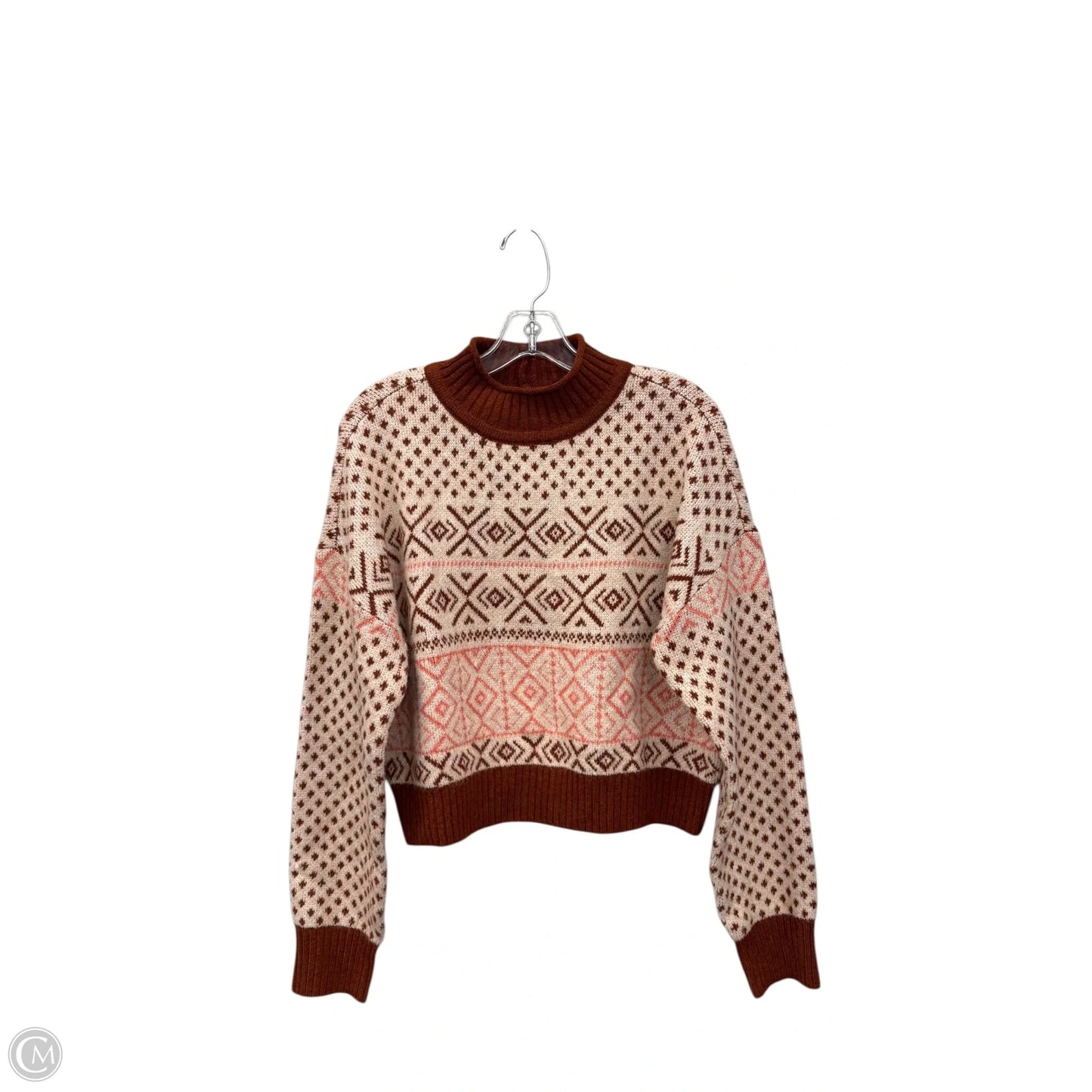 Sweater By American Eagle In Orange & White, Size: M