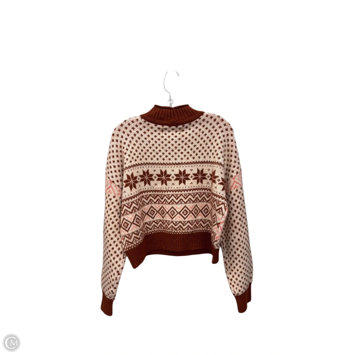 Sweater By American Eagle In Orange & White, Size: M
