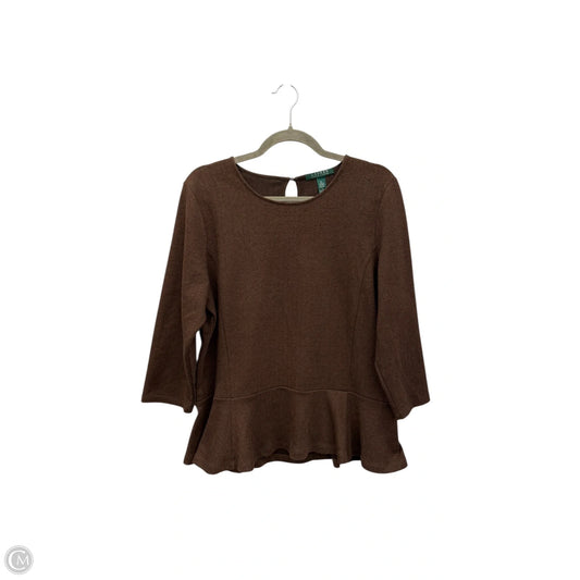Top Long Sleeve By Lauren By Ralph Lauren In Brown, Size: Xl