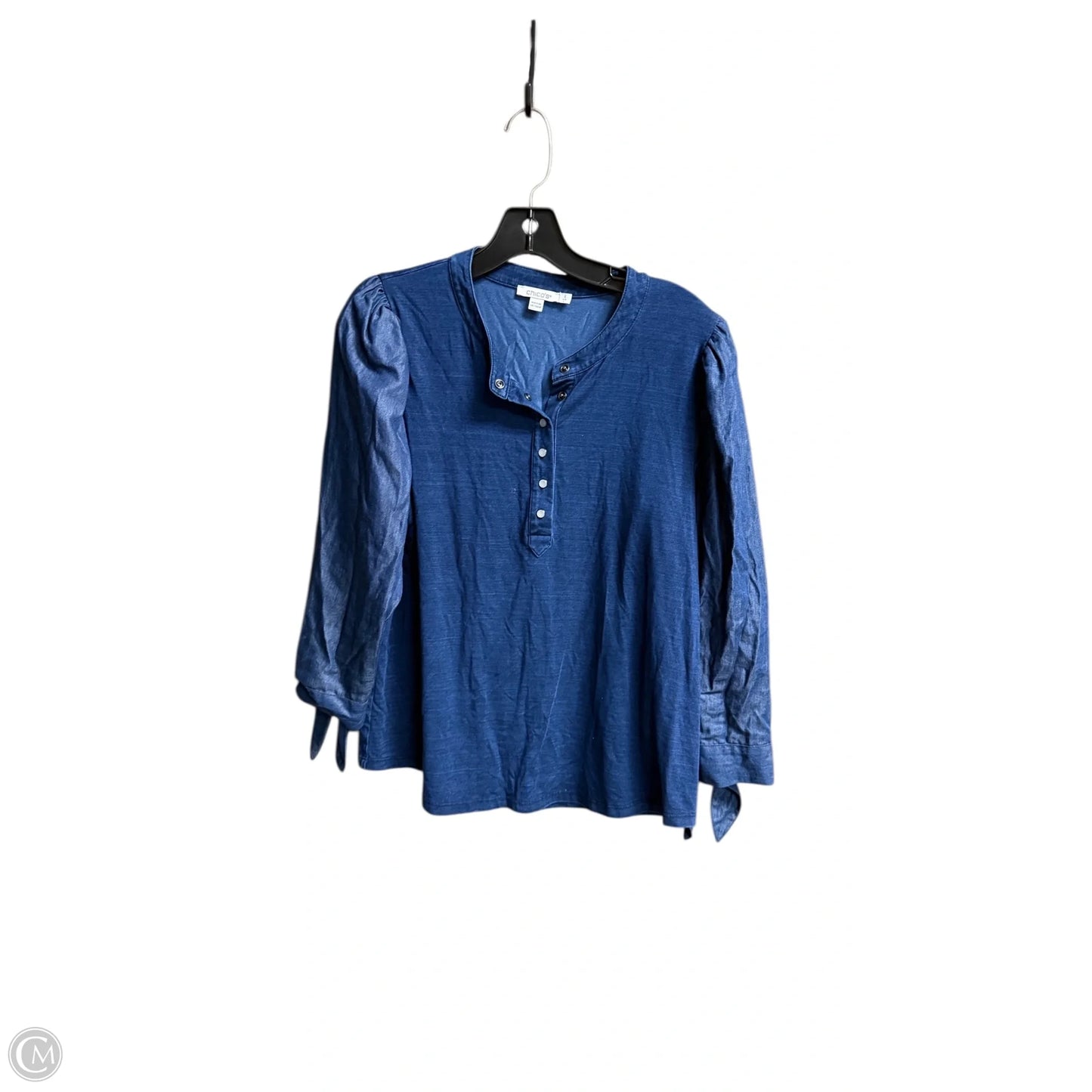 Top Long Sleeve By Chicos In Blue Denim, Size: L