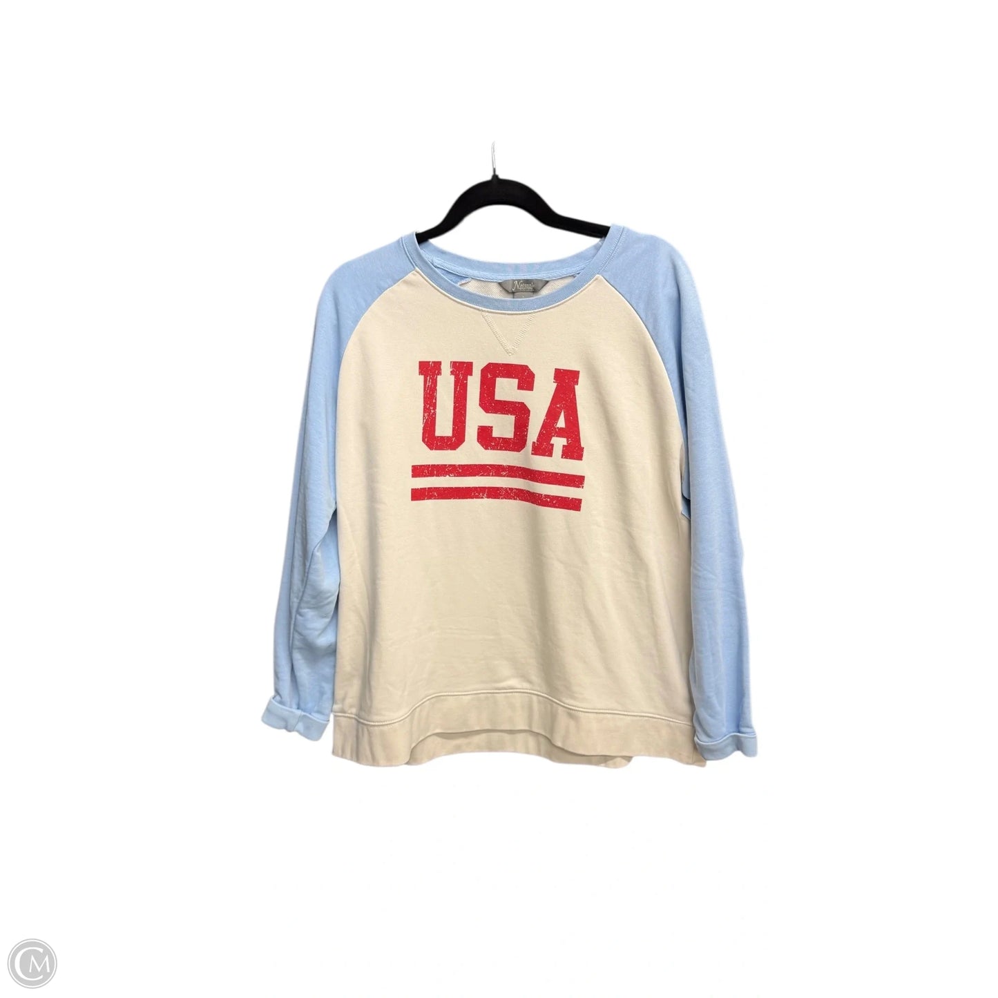 Sweatshirt Crewneck By Natural Reflections In Blue Red & White, Size: L