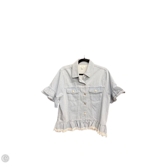 Top Short Sleeve By Mudpie In Blue Denim, Size: S