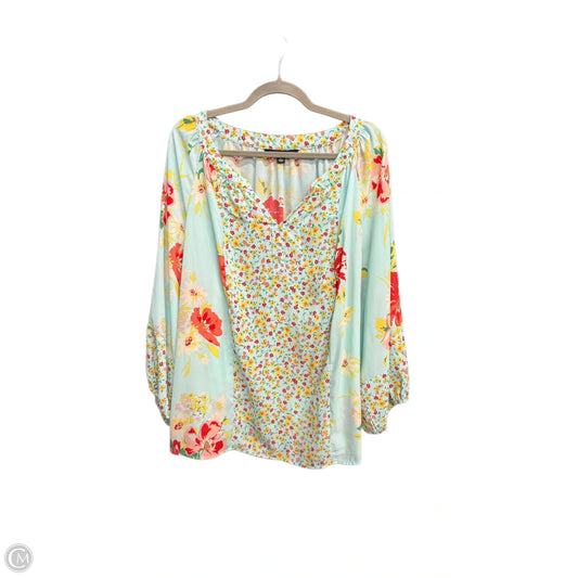 Top 3/4 Sleeve By Zac And Rachel In Floral Print, Size: 3x