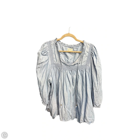 Top Short Sleeve By Wonderly In Blue Denim, Size: 3x