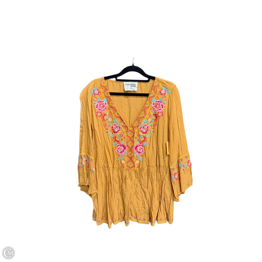 Top 3/4 Sleeve By Savanna Jane In Orange, Size: 1x