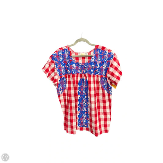 Top Short Sleeve By Clothes Mentor In Blue Red & White, Size: Xl