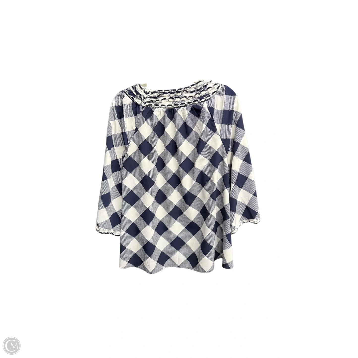 Top Short Sleeve By Crown And Ivy In Checkered Pattern, Size: M