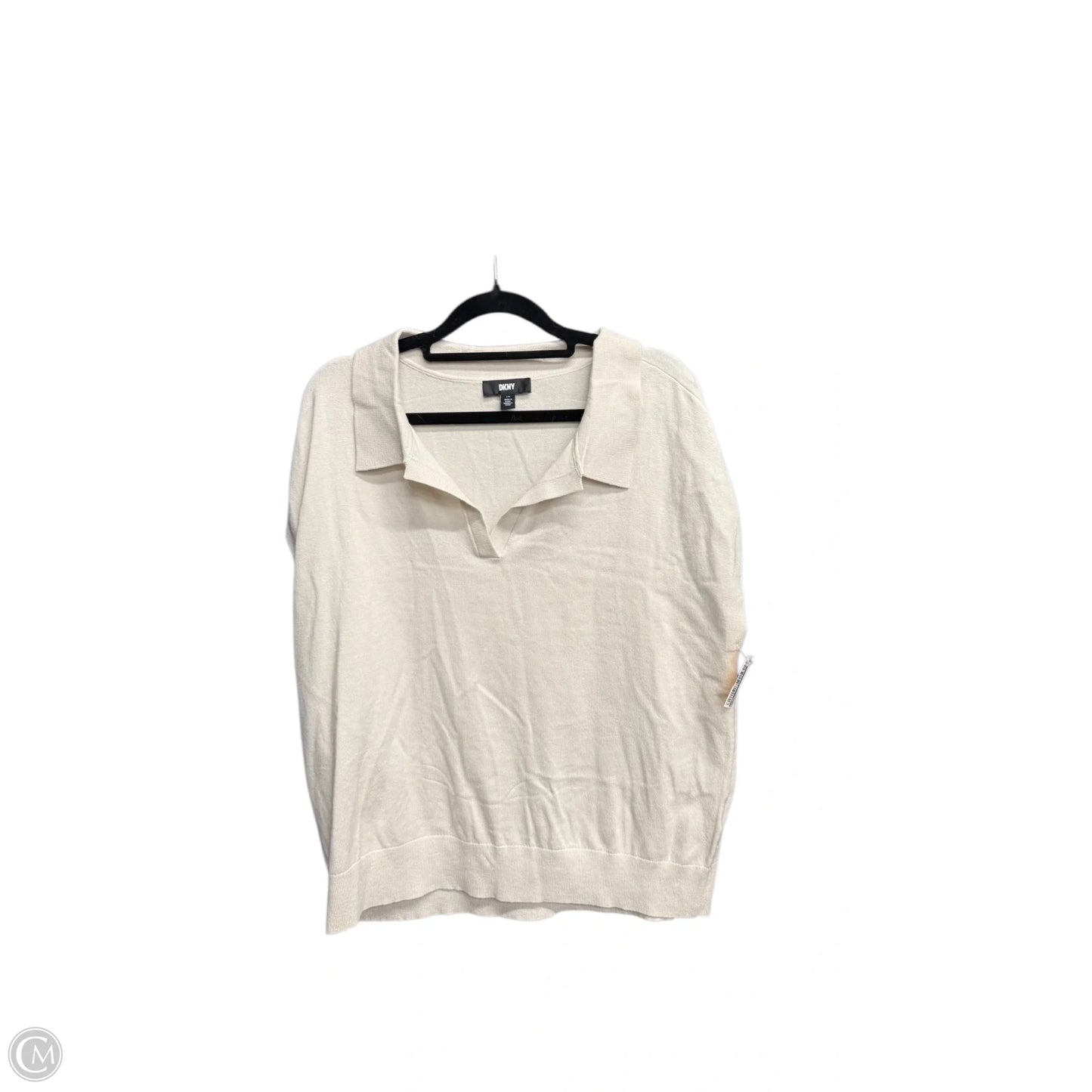 Sweater Short Sleeve By Dkny In Cream, Size: L