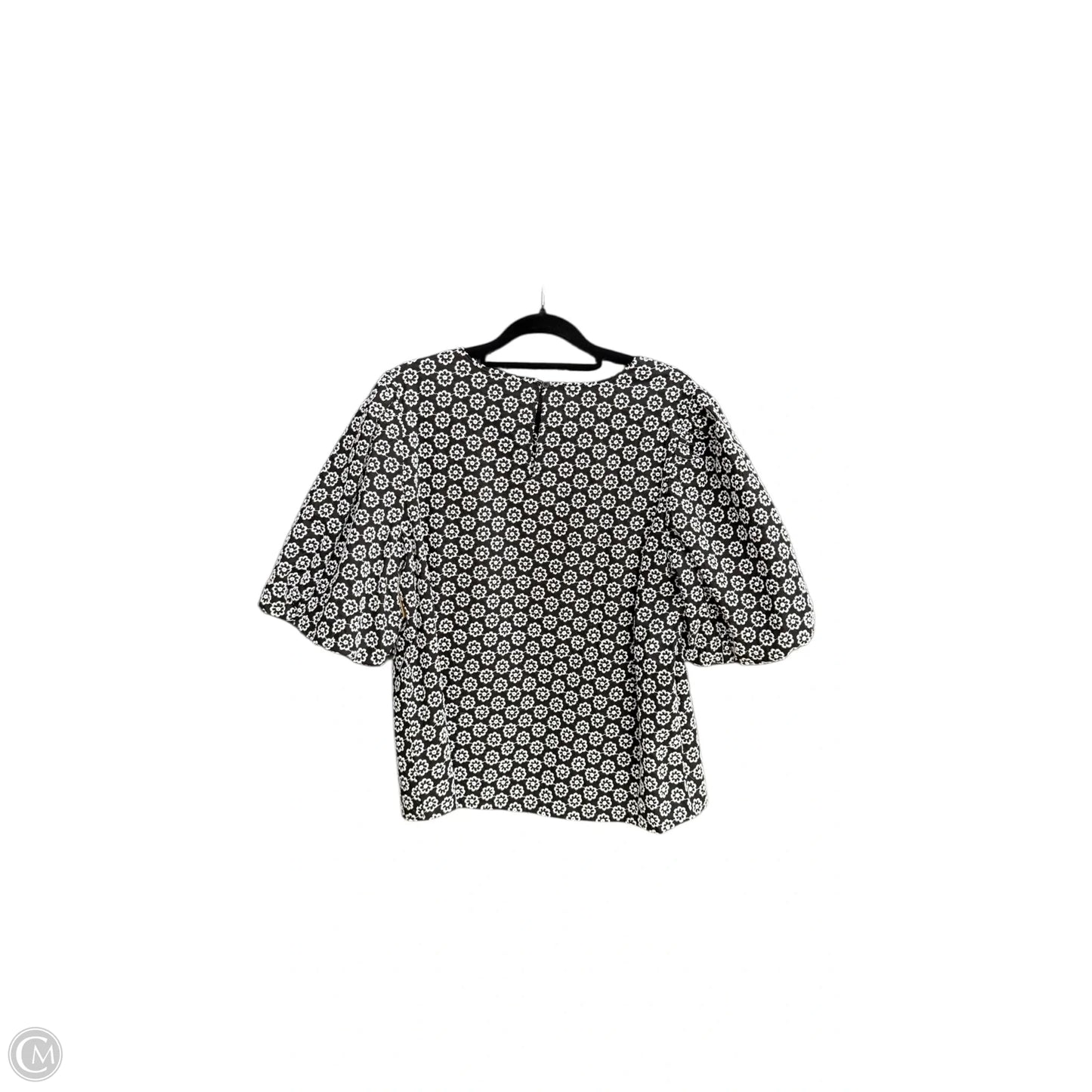 Top Short Sleeve By Ann Taylor In Black & White, Size: M