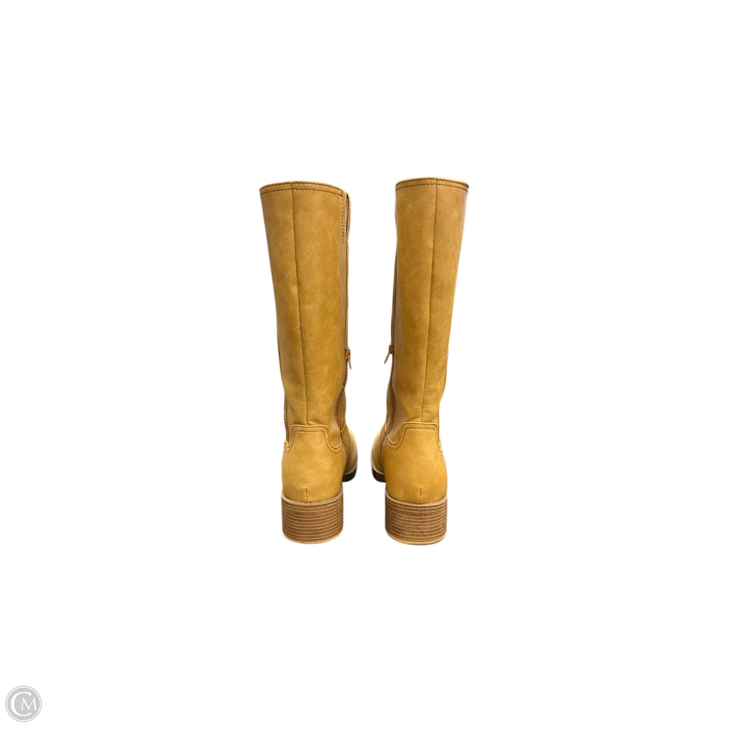 Boots Mid-calf Flats By Clothes Mentor In Yellow, Size: 12