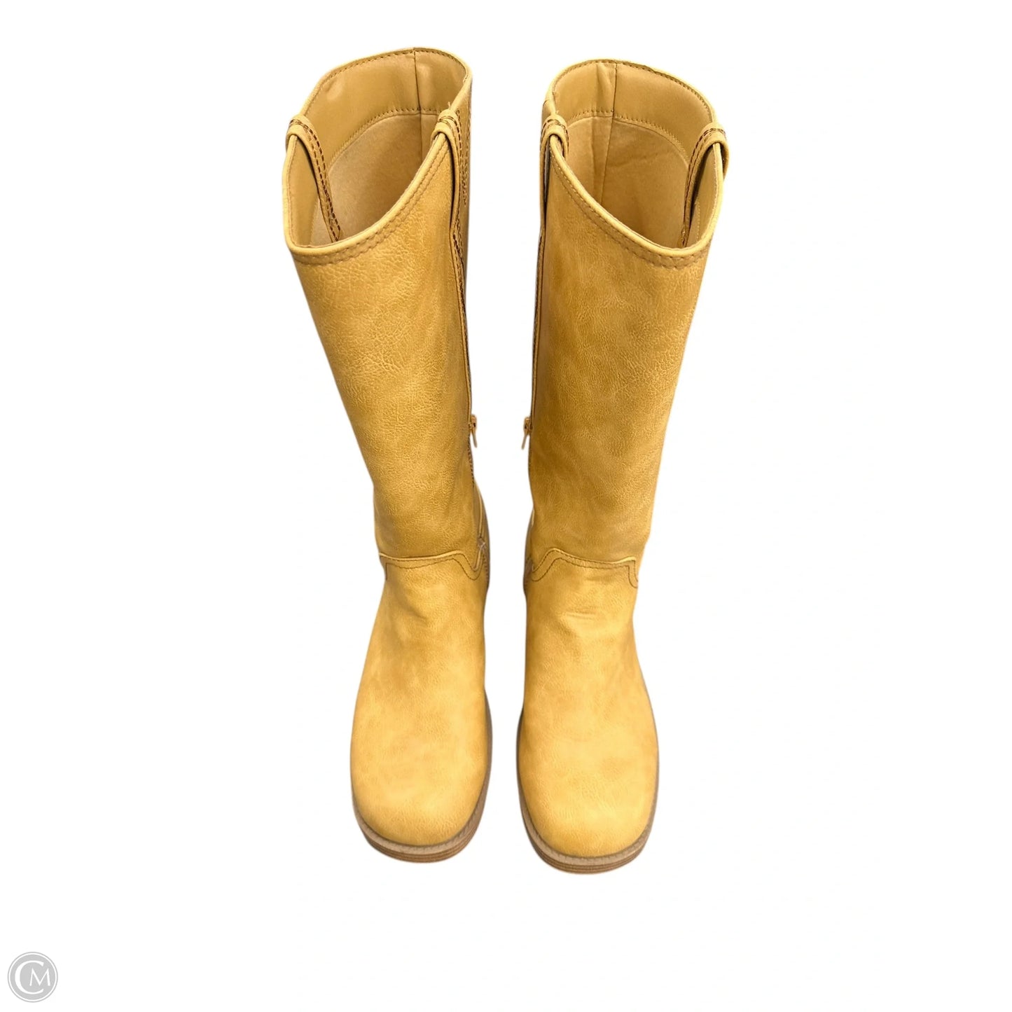 Boots Mid-calf Flats By Clothes Mentor In Yellow, Size: 12