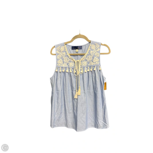 Top Sleeveless By Blue Rain In Blue & White, Size: L