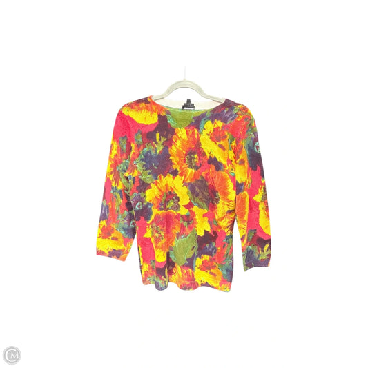 Sweater Cashmere By Talbots In Floral Print, Size: M