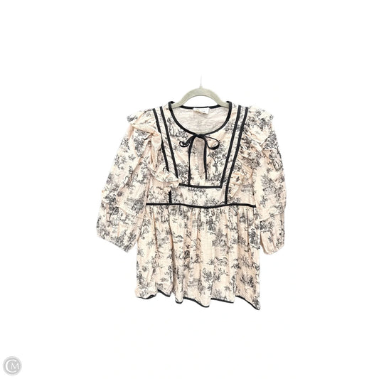 Top Short Sleeve By Umgee In Brown & Cream, Size: S