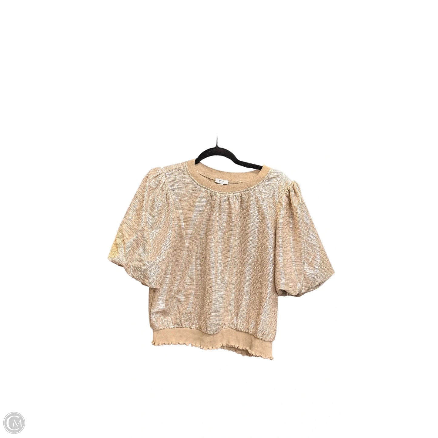 Top Short Sleeve By Voy In Tan, Size: L