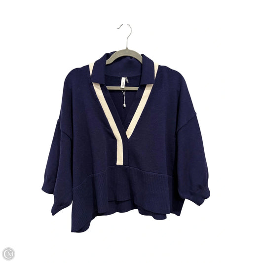 Top Short Sleeve By Glam In Navy, Size: L