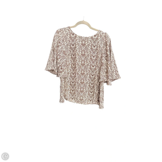Top Short Sleeve By Loft In Brown & White, Size: M