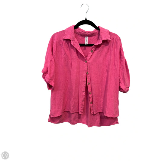 Top Short Sleeve By Zenana In Pink, Size: L
