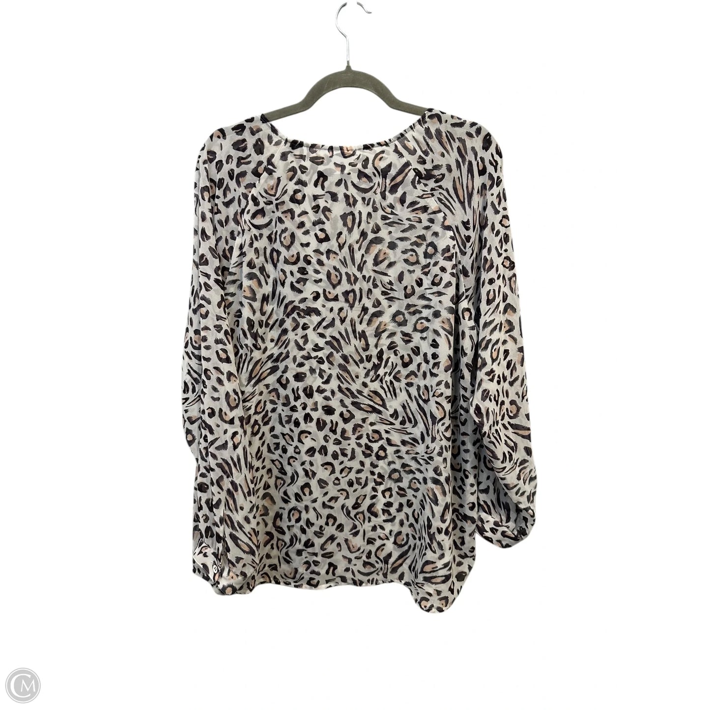 Top Long Sleeve By Cabi In Leopard Print, Size: L