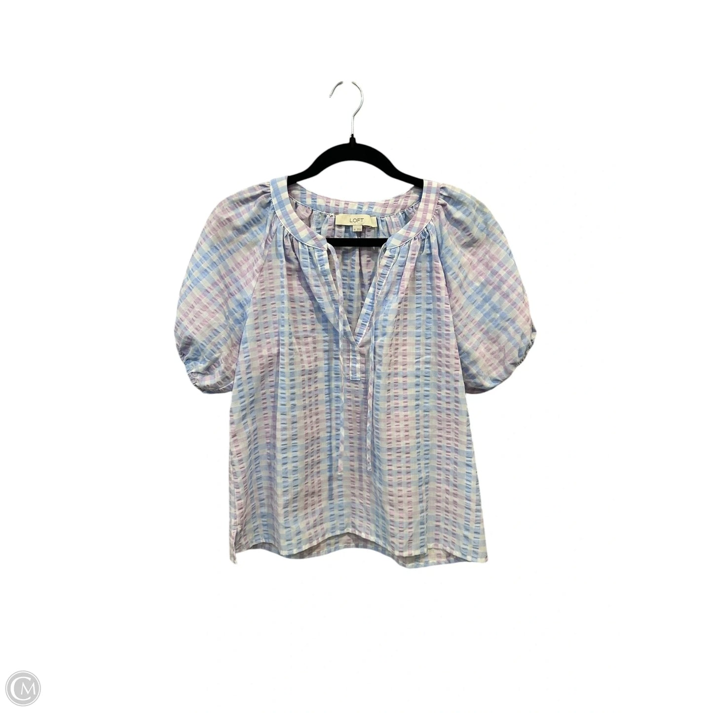 Top Short Sleeve By Loft In Blue & Purple, Size: Xs