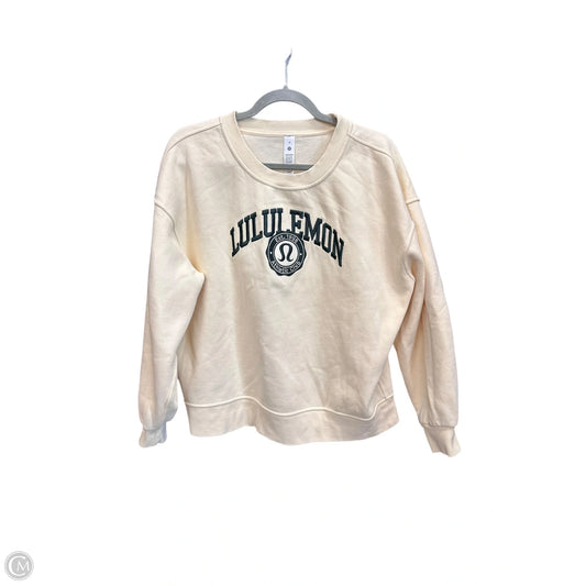Athletic Sweatshirt Crewneck By Lululemon In Cream & Green, Size: M