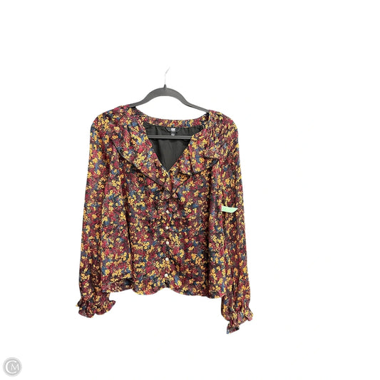 Top Long Sleeve Designer By Frye In Floral Print, Size: L
