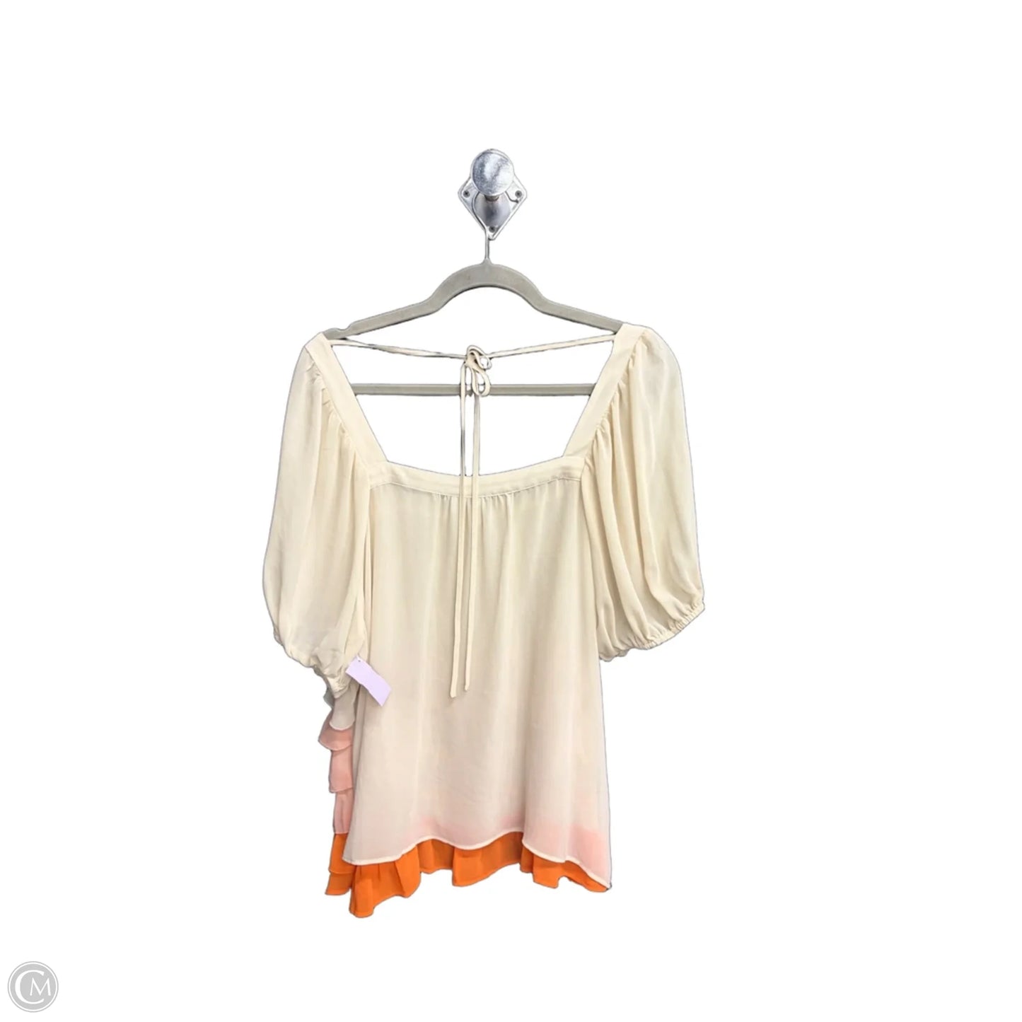 Top Short Sleeve By Cato In Cream & Orange, Size: L
