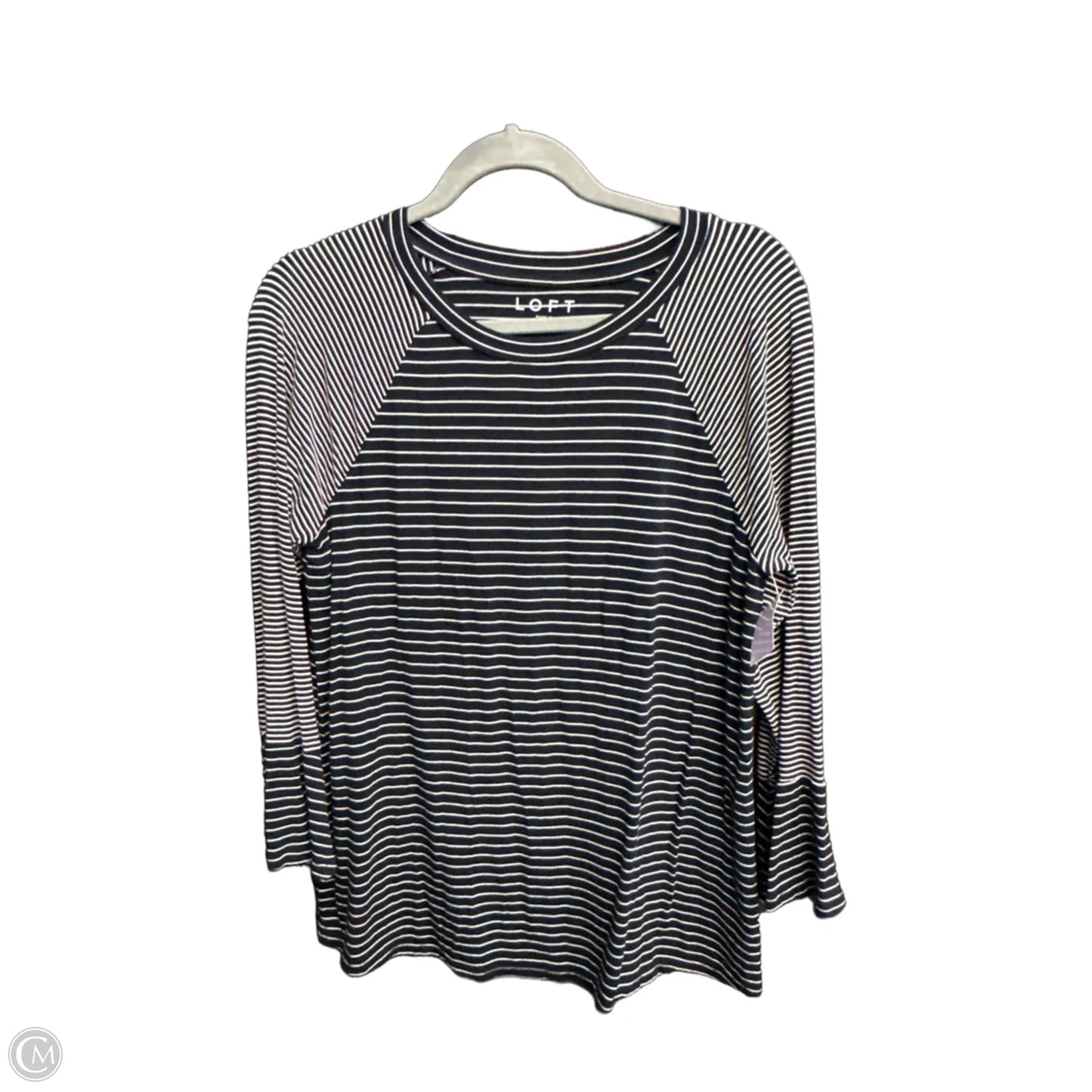 Top 3/4 Sleeve By Loft In Striped Pattern, Size: S