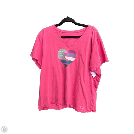 Top Short Sleeve By Life Is Good In Pink, Size: 2x