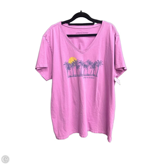 Top Short Sleeve By Life Is Good In Purple, Size: 2x