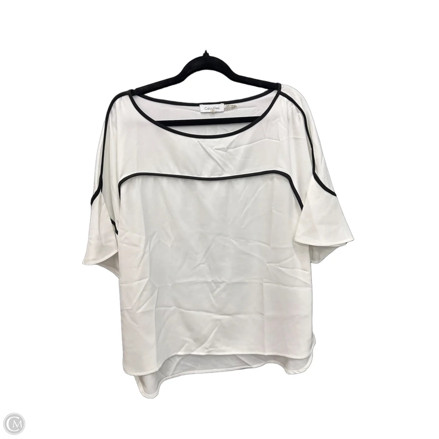 Top Short Sleeve By Calvin Klein In Black & White, Size: Xl