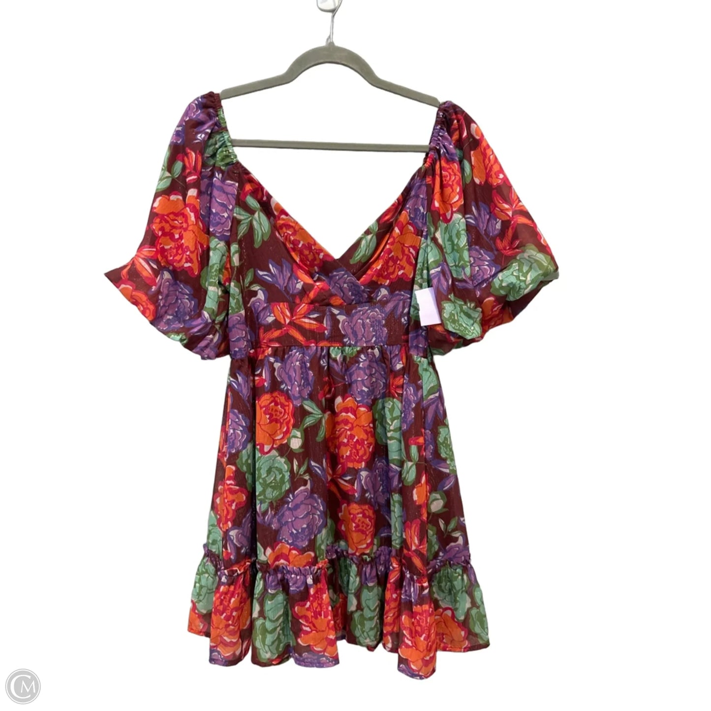 Dress Casual Short By Peach Love Cream California In Floral Print, Size: L