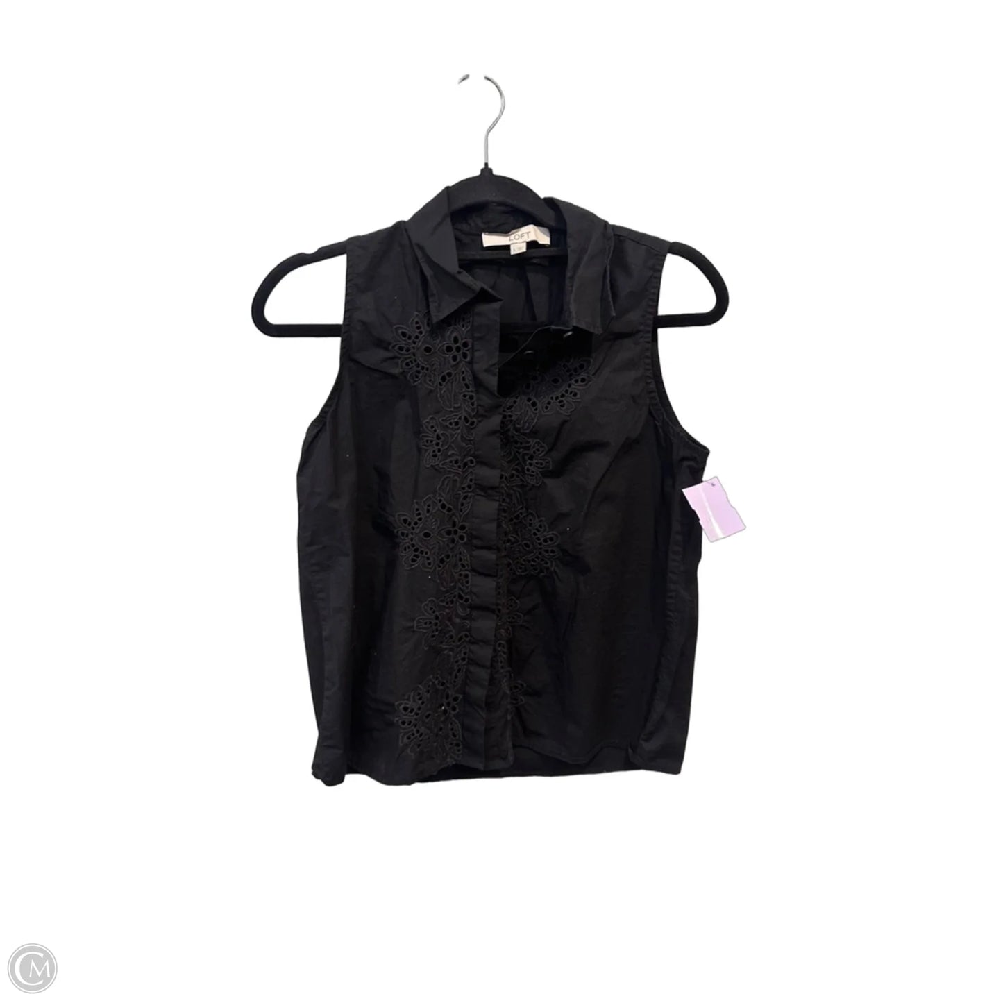 Top Sleeveless By Loft In Black, Size: S