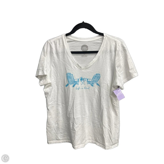 Top Short Sleeve By Life Is Good In Blue & White, Size: M
