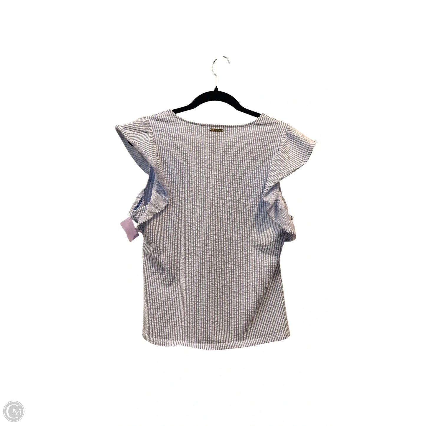 Blouse Short Sleeve By Michael By Michael Kors In Blue & White, Size: M