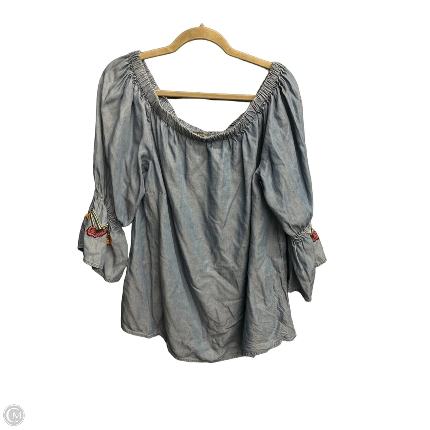 Top 3/4 Sleeve By Chelsea And Theodore In Blue Denim, Size: Xl