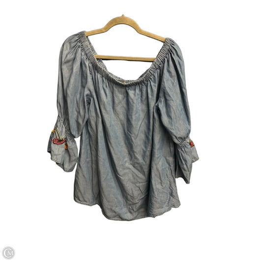 Top 3/4 Sleeve By Chelsea And Theodore In Blue Denim, Size: Xl