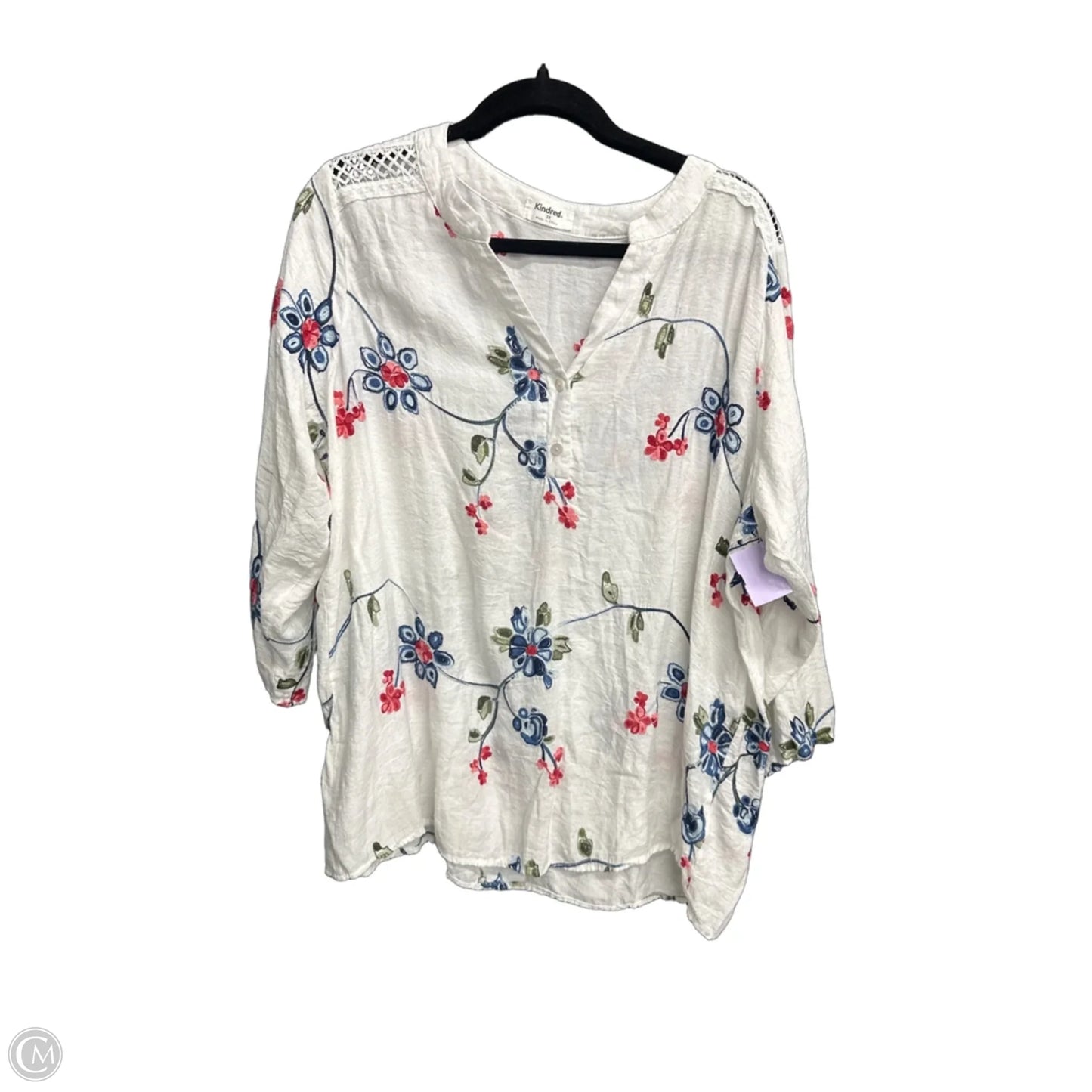 Top 3/4 Sleeve By Clothes Mentor In White, Size: 3x