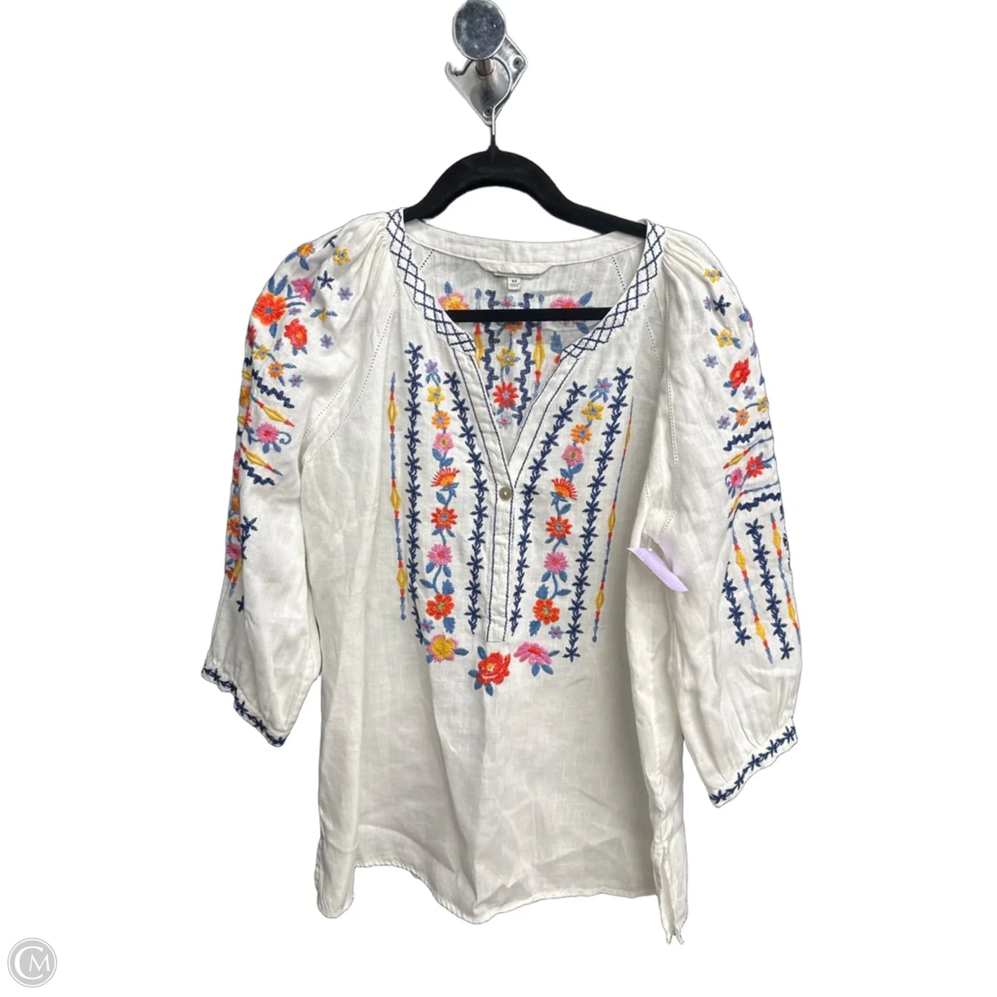 Top 3/4 Sleeve By John Mark In White, Size: M