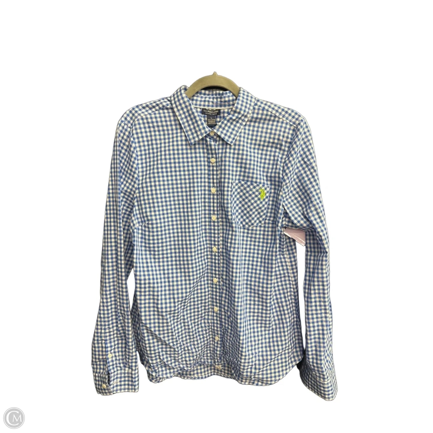 Top Long Sleeve By Us Polo Assoc In Plaid Pattern, Size: L