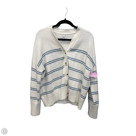 Sweater Cardigan By Clothes Mentor In Blue & White, Size: M