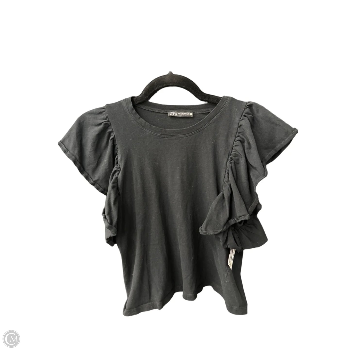 Top Short Sleeve By Zara In Black, Size: S