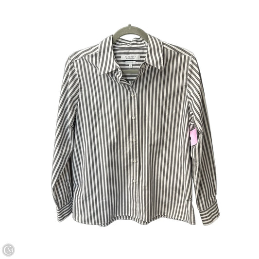 Top Long Sleeve By Foxcroft In Striped Pattern, Size: M